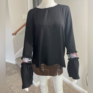 Luna Project shirt with bell sleeve detail sz XL